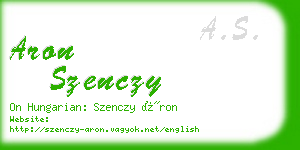 aron szenczy business card